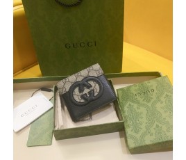 [GUCCI-구찌] 구찌 컷아웃 인터로킹 G 지갑 블랙 베이지 에보니